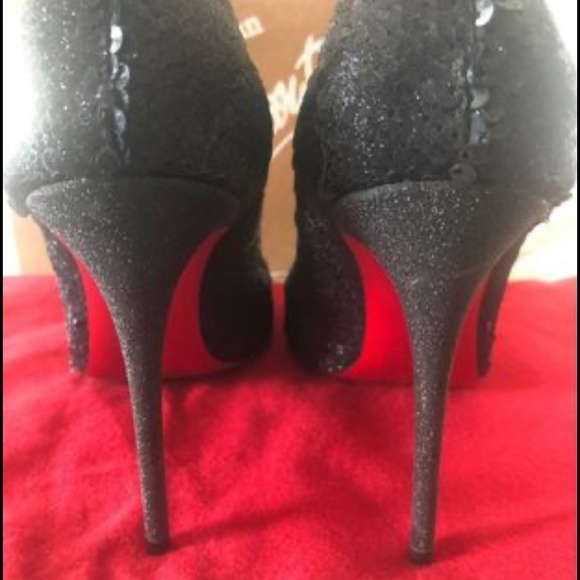 Authentic Christian Louboutin Black Sequin Heels - 38.5 - New Year Shoes!! - Picture 5 of 7